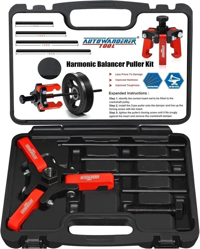 Harmonic Balancer Puller Crank Pulley Removal Kit Engine Motor Rod Auto LS GM US