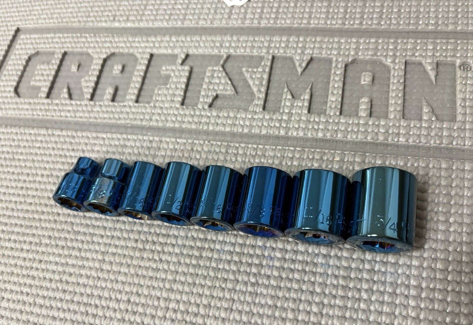 Sears Craftsman USA 8pc Limited Edition Titanium Blue SAE Sockets 3/8” Drive
