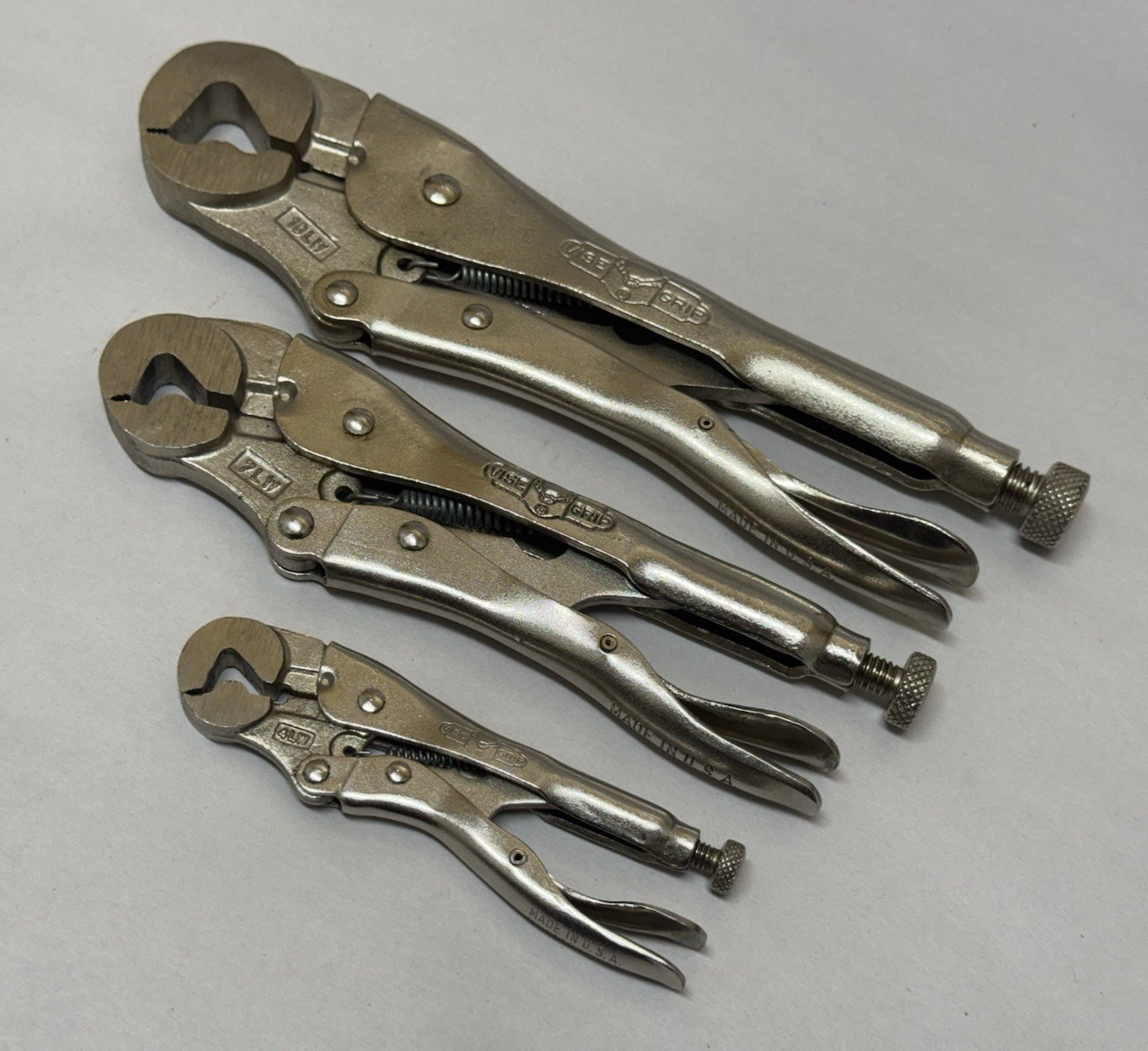 USA Vise Grip American Tool 3 pc Locking Wrench Pliers Set 10LW 7LW 4LW Bolt