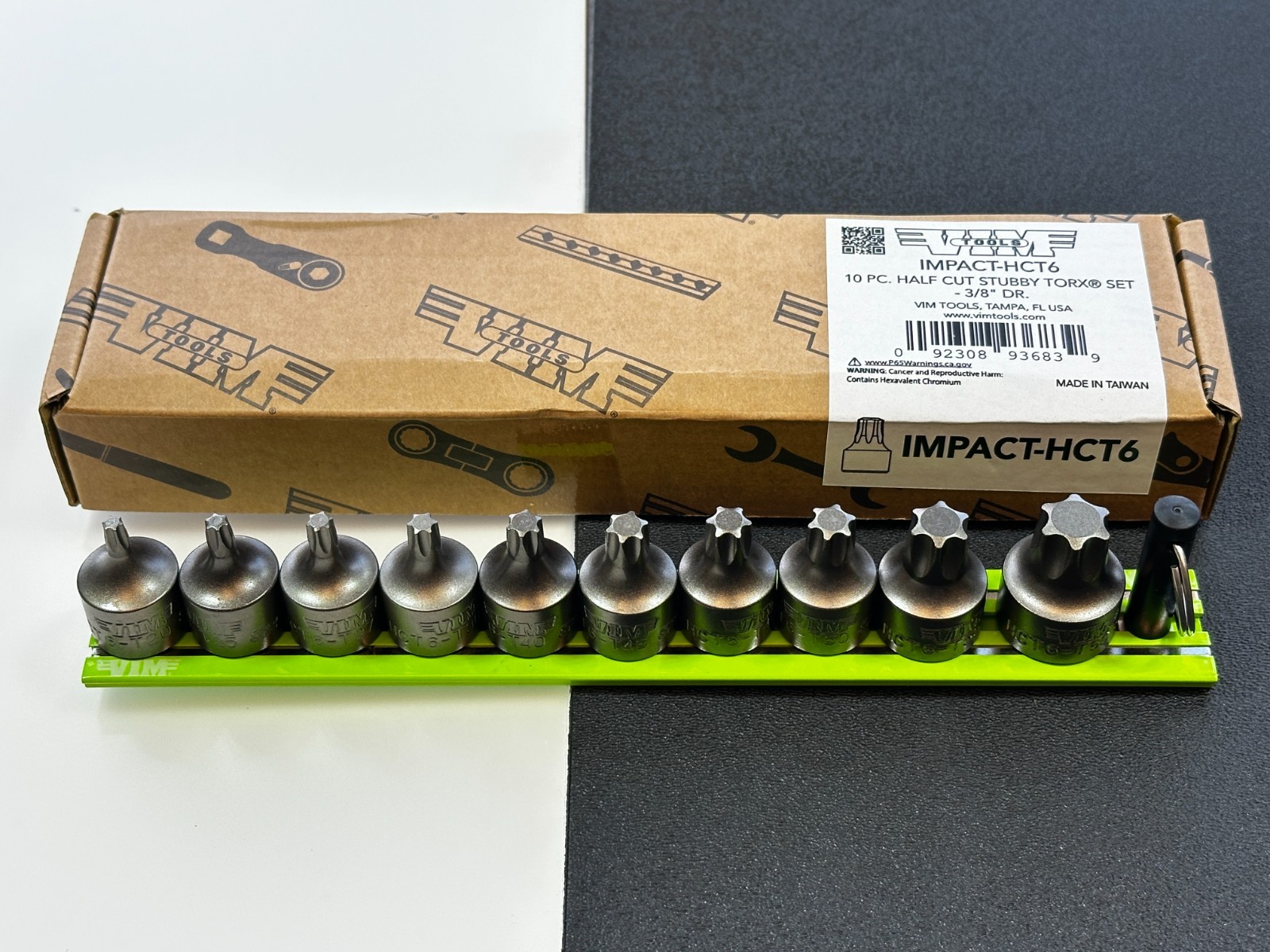 VIM 3/8″Dr 10pc Half-Cut Stubby Torx Bit Driver Socket Set, Magrail #IMPACT-HCT6