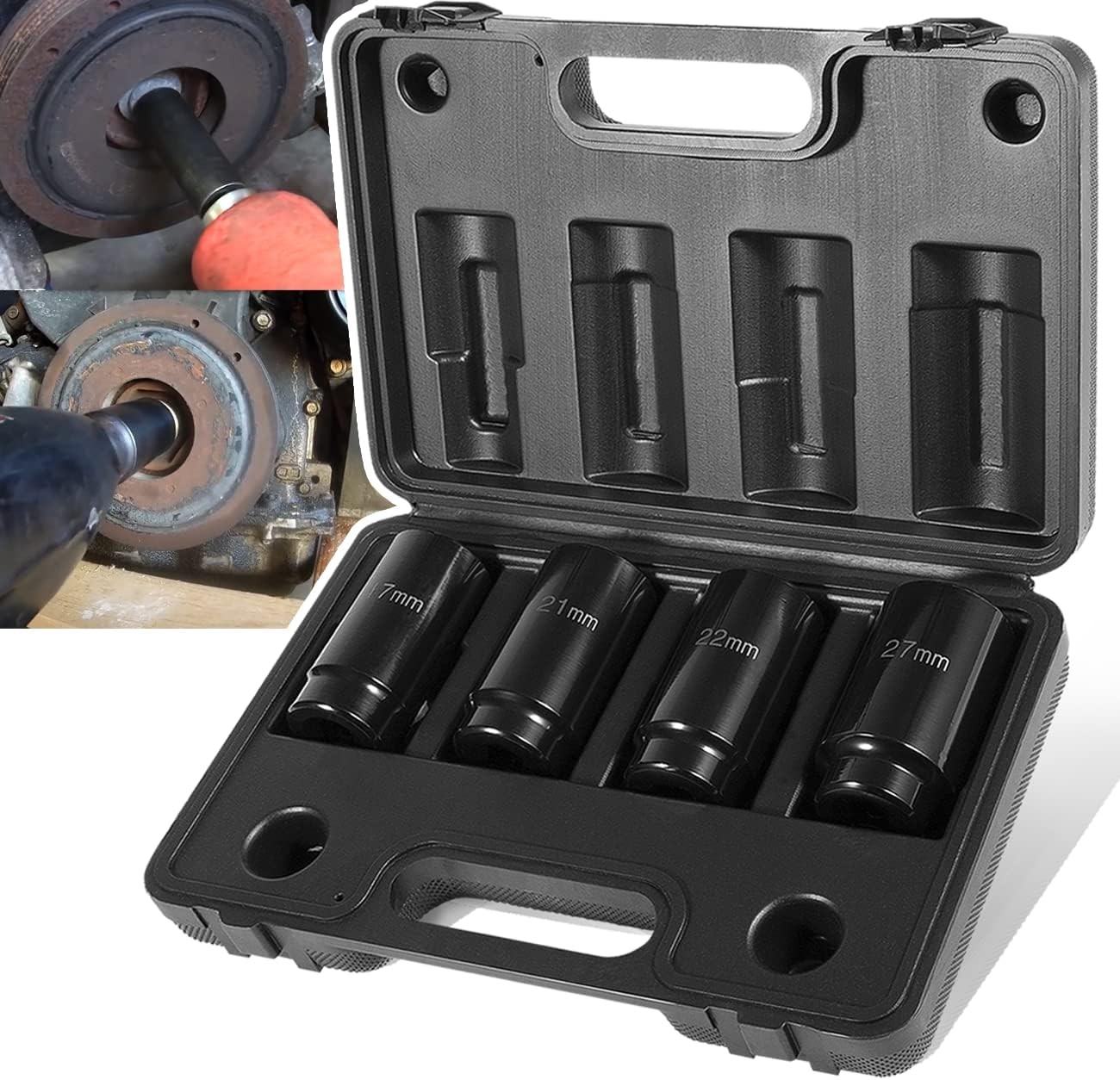 3X Power Harmonic Balancer Crank Bolt Removal Tool Socket Set 17 21 22 27mm 1/2″
