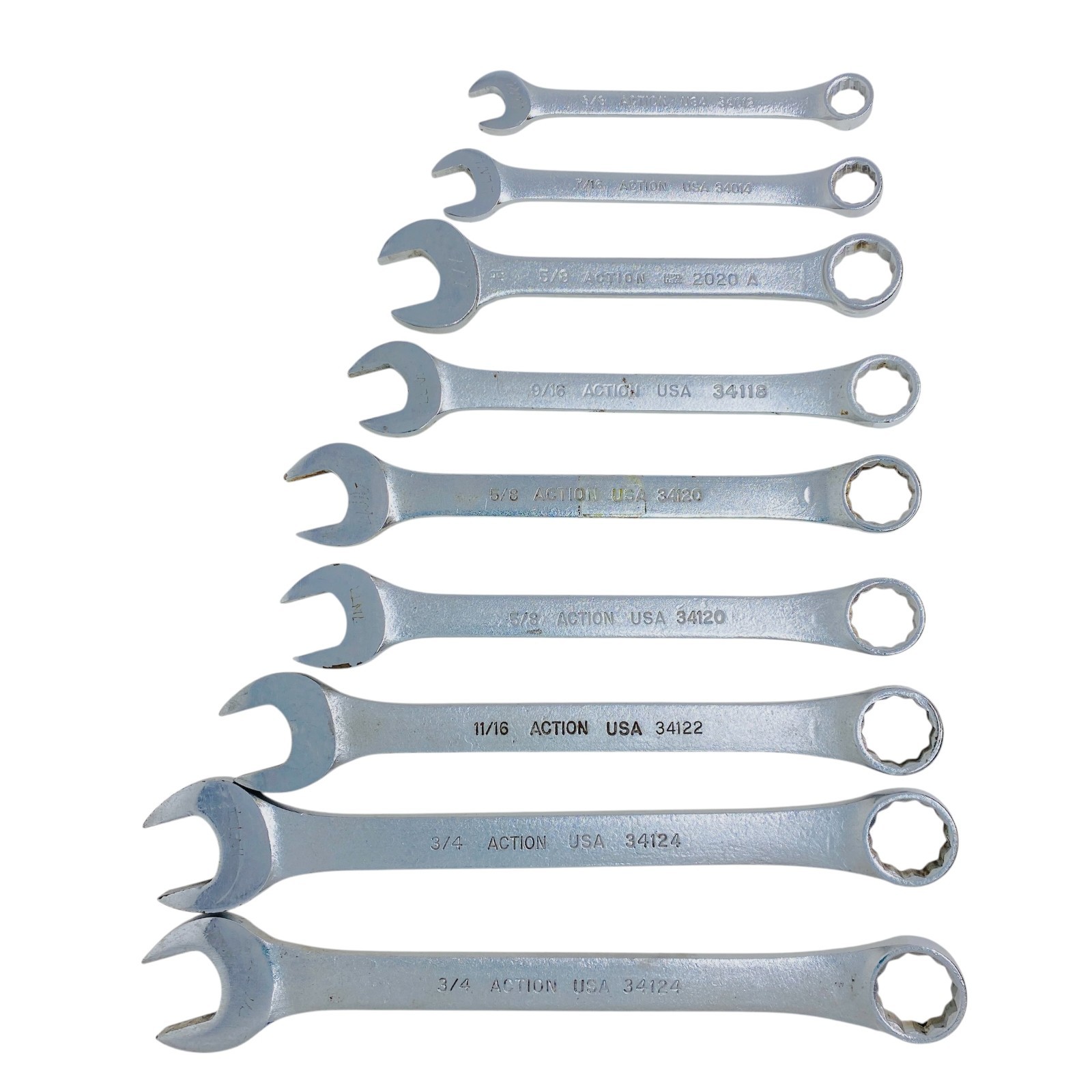 Action USA Combination Wrench Lot Set SAE Mechanics Hand Tools, 9 Pcs