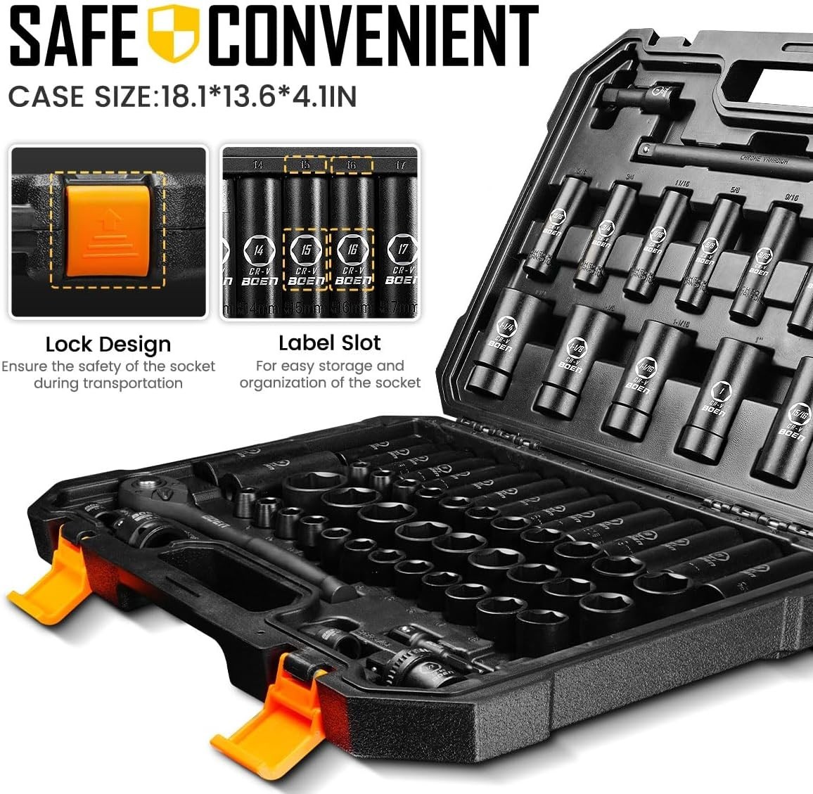 Comprehensive 72-Piece Impact Socket Set with Extensions – Rust Resistant Design