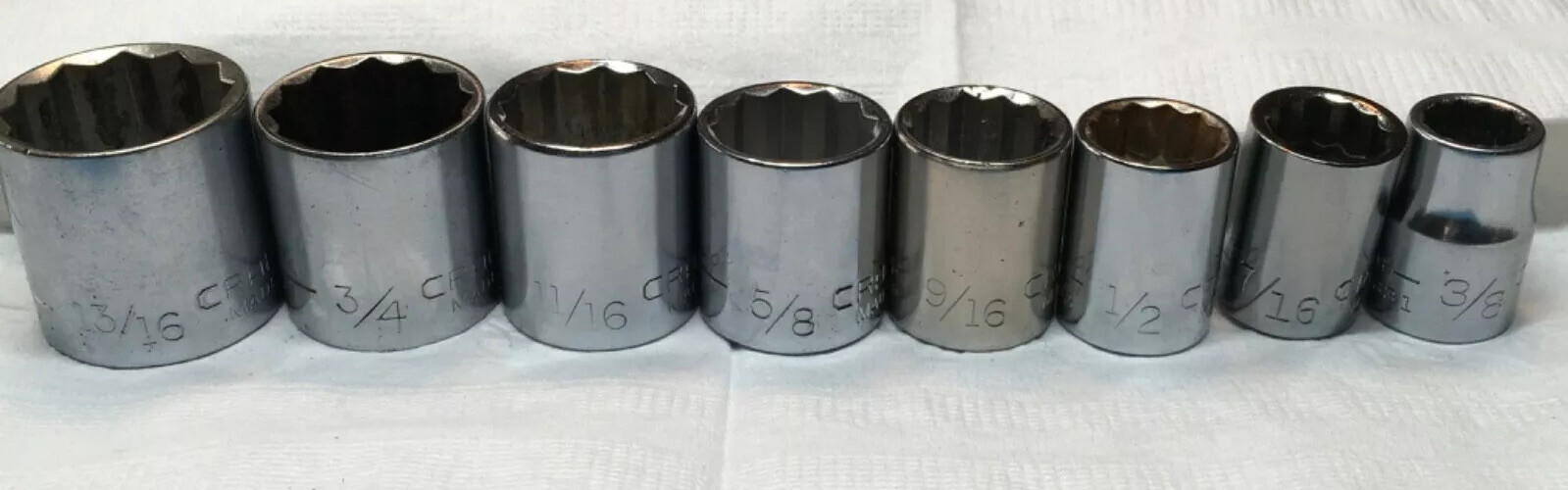 CRAFTSMAN 3/8 Drive SAE 12pt Socket 3/8-13/16 Shallow 8pc USA 🇺🇸 “G” L650-G