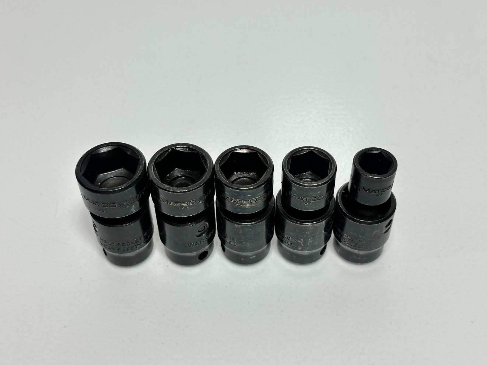 Matco Tools USA 5pc 3/8” Drive SAE Swivel Universal Impact Set Lot, 7/16-3/4”