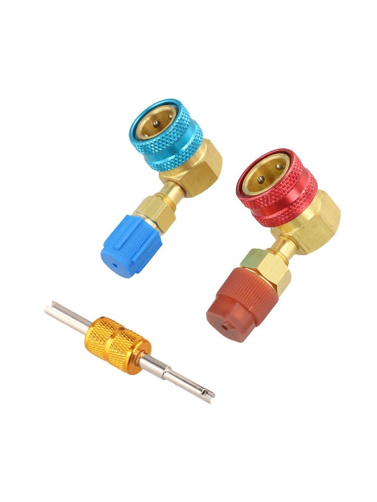 90 Degree Side Quick Coupler Adapter Kit Brass for R1234YF to For R134A Systems