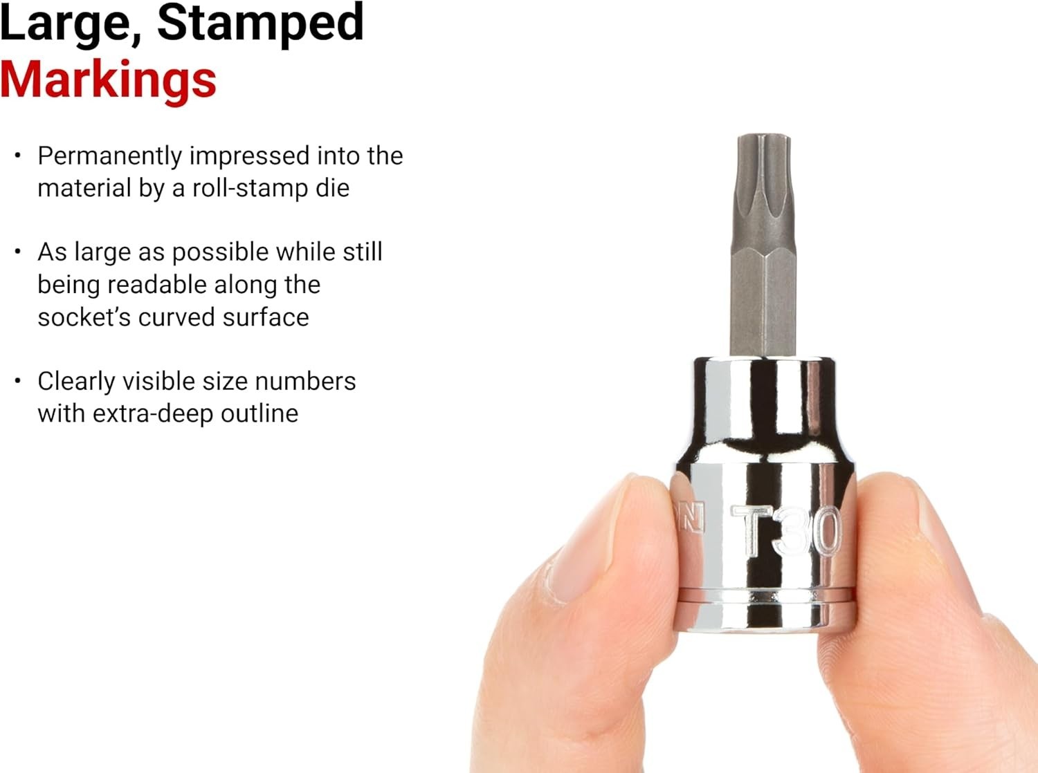 S2 Steel T25 Torx Bit Socket, 3/8 Inch Drive – Easy-Read Die-Stamped Marking