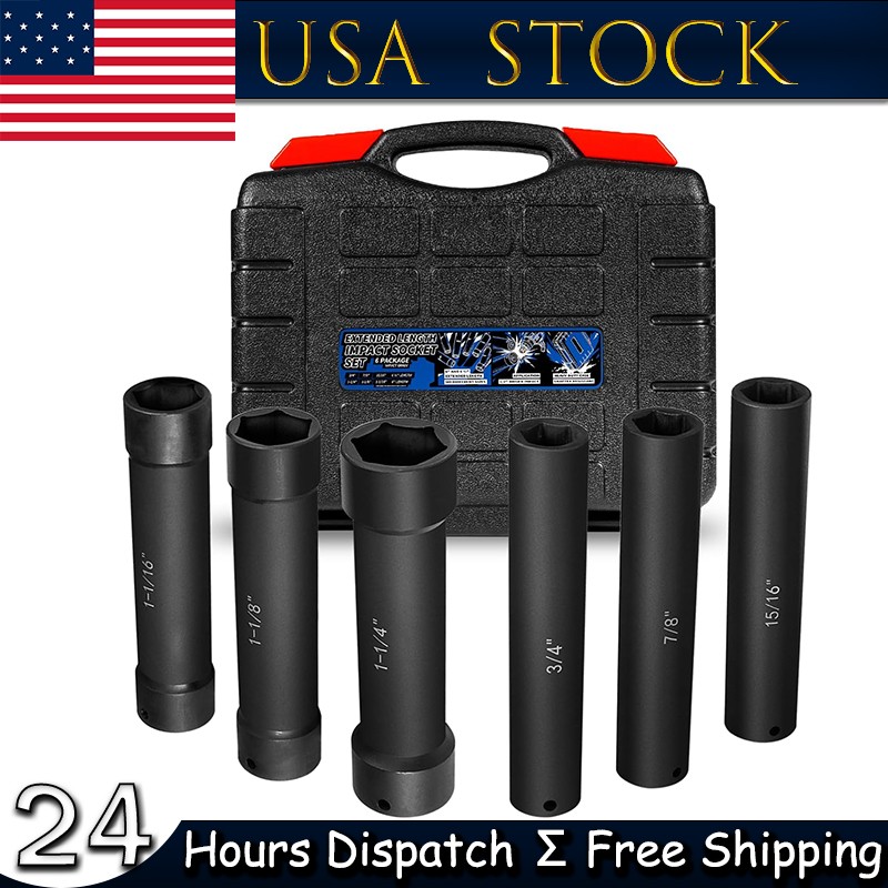 1/2Inch Drive Extended Length Impact Socket Set-6 Piece Extra Deep Impact Socket