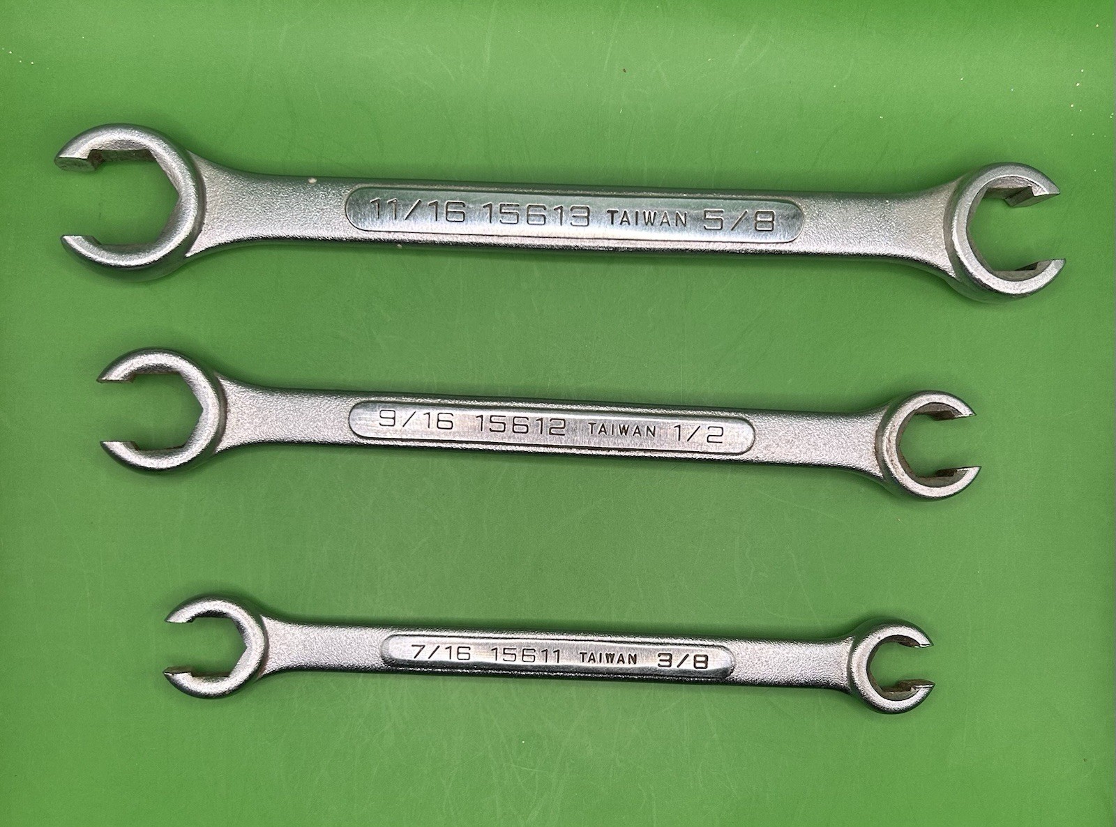 GM Goodwrench 3 Pc Flare Nut Wrench Set SAE 1/2 9/16 11/16 5/8 7/16 3/8