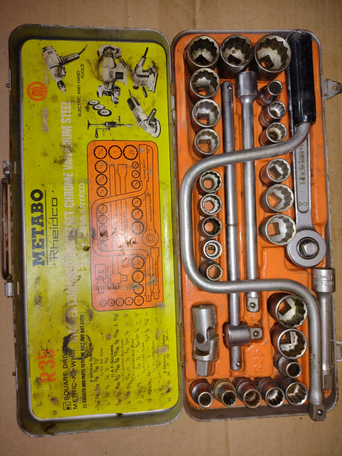 Metabo Rheidco R35 1/2″ Drive Socket Set A/F – WHIT & Metric MADE IN W-GERMANY