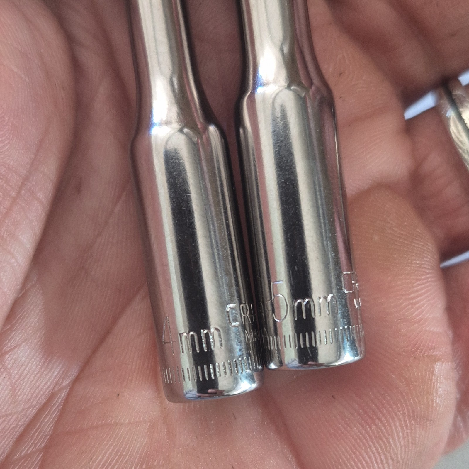 Craftsman G2 4mm & 5mm Deep Sockets 1/4″ Drive 6-Point Lot of 2 USA Made Vintage