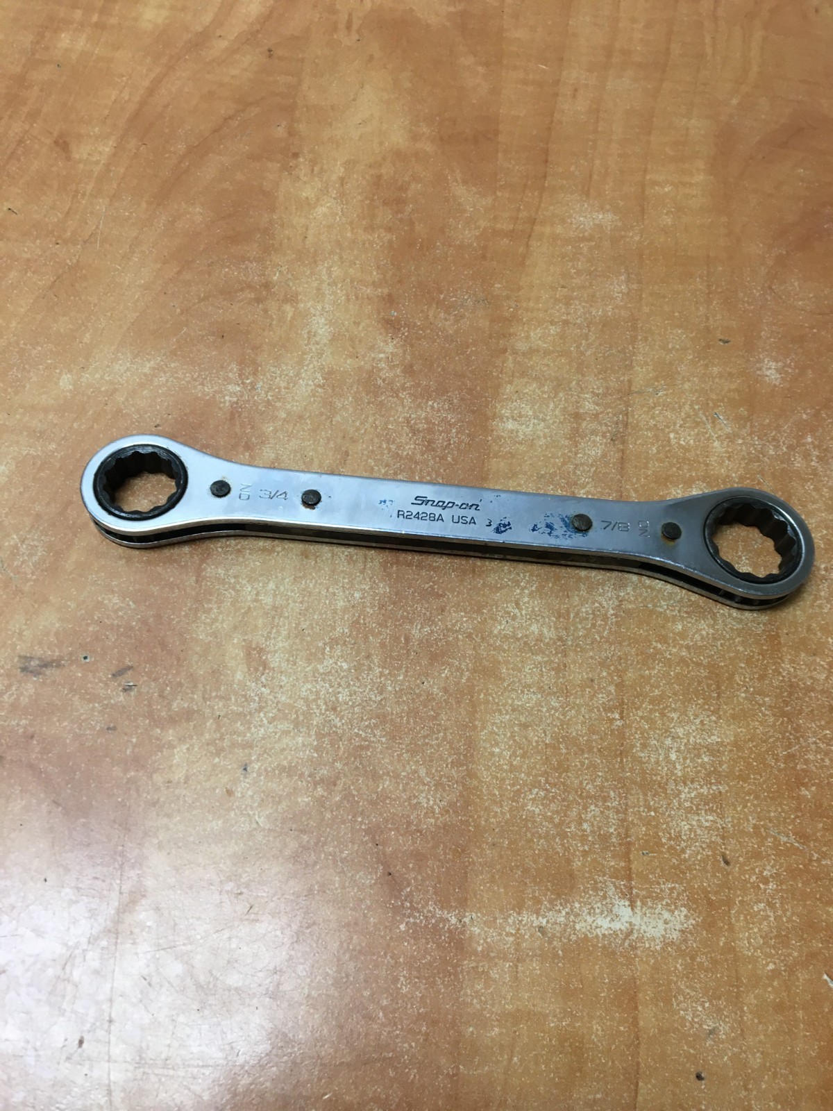 Snap On R2428A Double Box End Ratcheting Wrench 3/4″ 7/8″