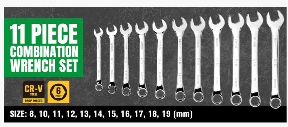 SK Professional Tools 11 Piece 6 Point Metric Wrench Set – SuperKrome
