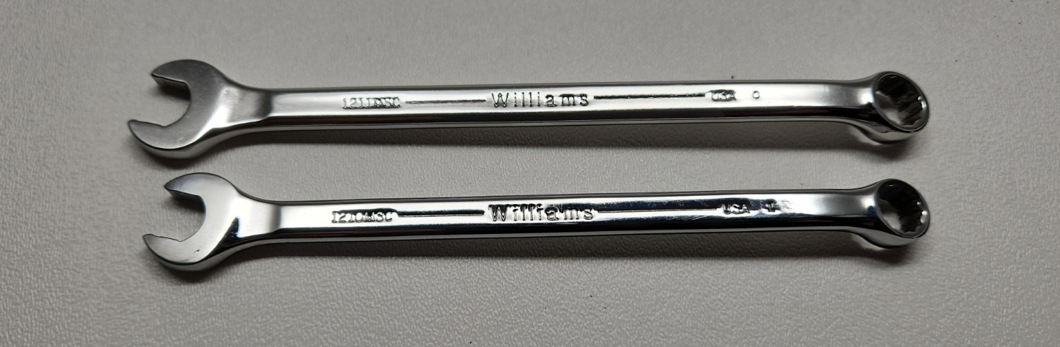 Lot of 2 Williams Supercombo Combination Wrench 10mm 1210MSC & 11mm 1211MSC USA