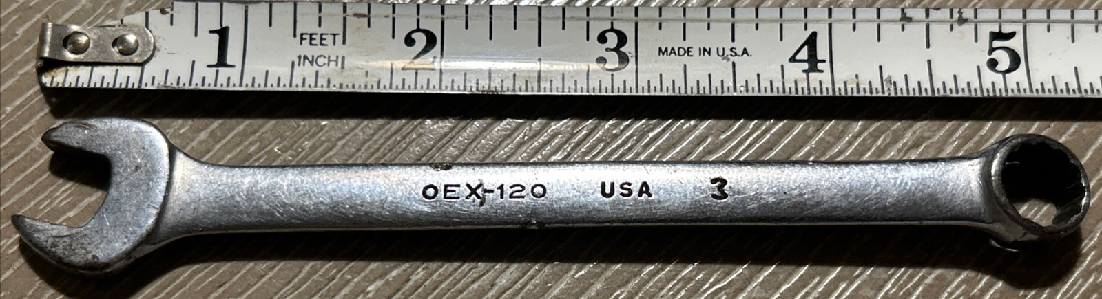 Vintage Snap On Tools OEX120 3/8″ Short Combination Wrench 12 Pt Chrome-USA