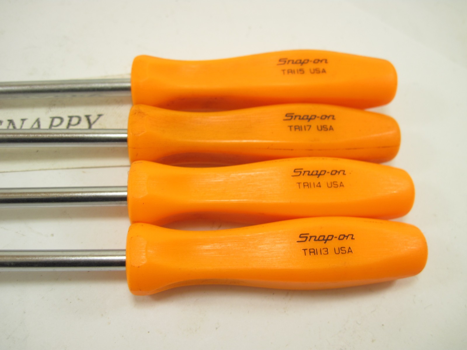 Snap On Tire Valve Core Set W/Orange Hard Screwdriver Handles TR113 114 115 117