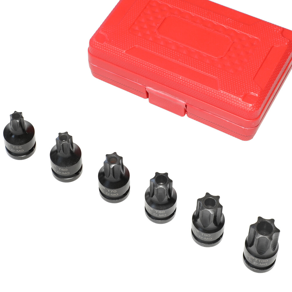 vw audi 6pc 1/2″ DR Impact Star Torx Bit Socket Set T55 T60 T70 T80 T90 T100 M14