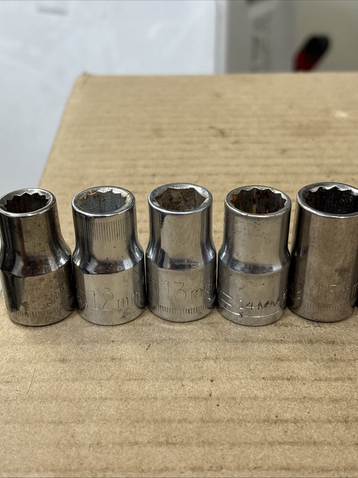 Vtg CRAFTSMAN 17pc 1/2 Drive Metric Socket Set 11-27 12pt (13mm 6Pt) USA No Skip
