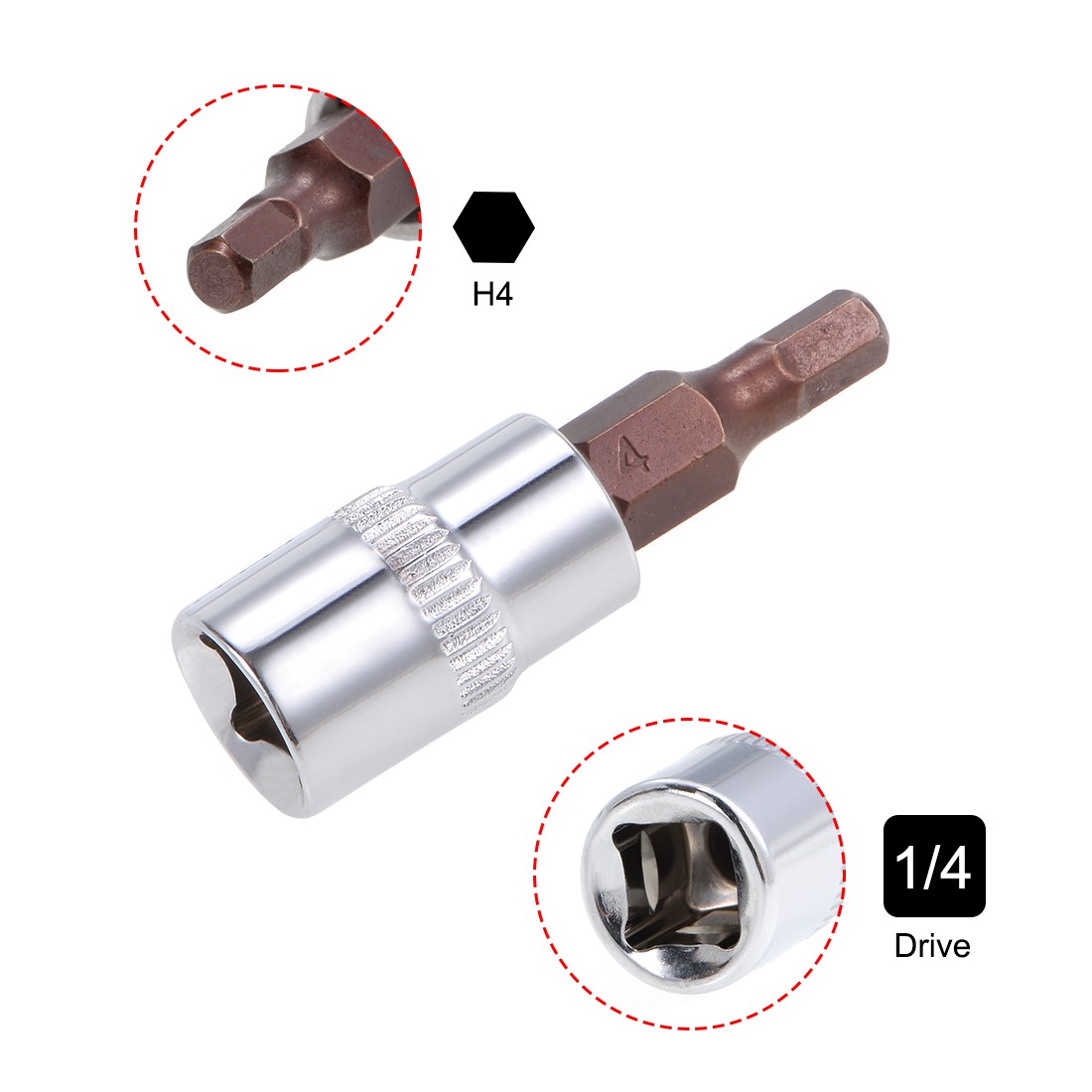 2 pack 1/4″ Drive x 4mm Hex Bit Socket Standard Metric S2 & Cr-V Steel