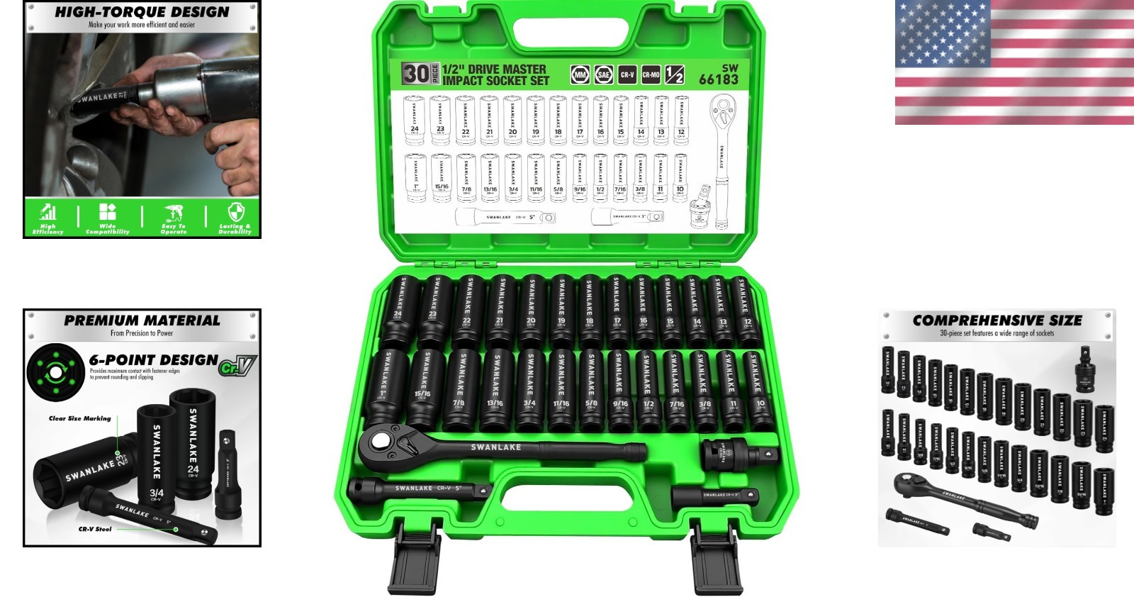 Durable 30-Piece Impact Socket Set – Chrome Molybdenum Steel