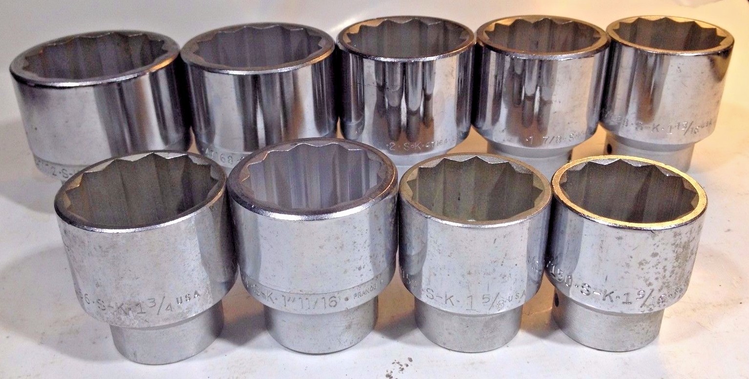 SK Tools, 9Pc., 3/4 Drive set, 1-9/16 to 2-1/4 , Chrome Impact, Made in USA!