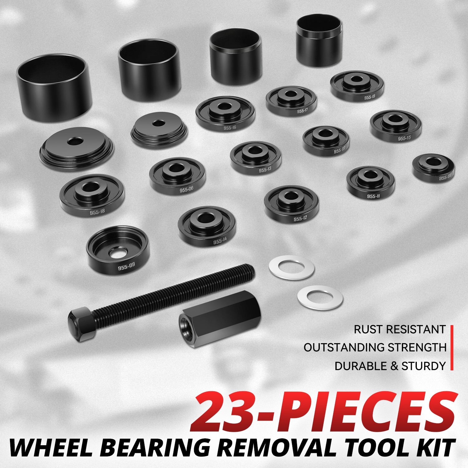 23Pcs Front Wheel Drive Bearing Removal Puller Adapter Tool Kit Set w/ Case