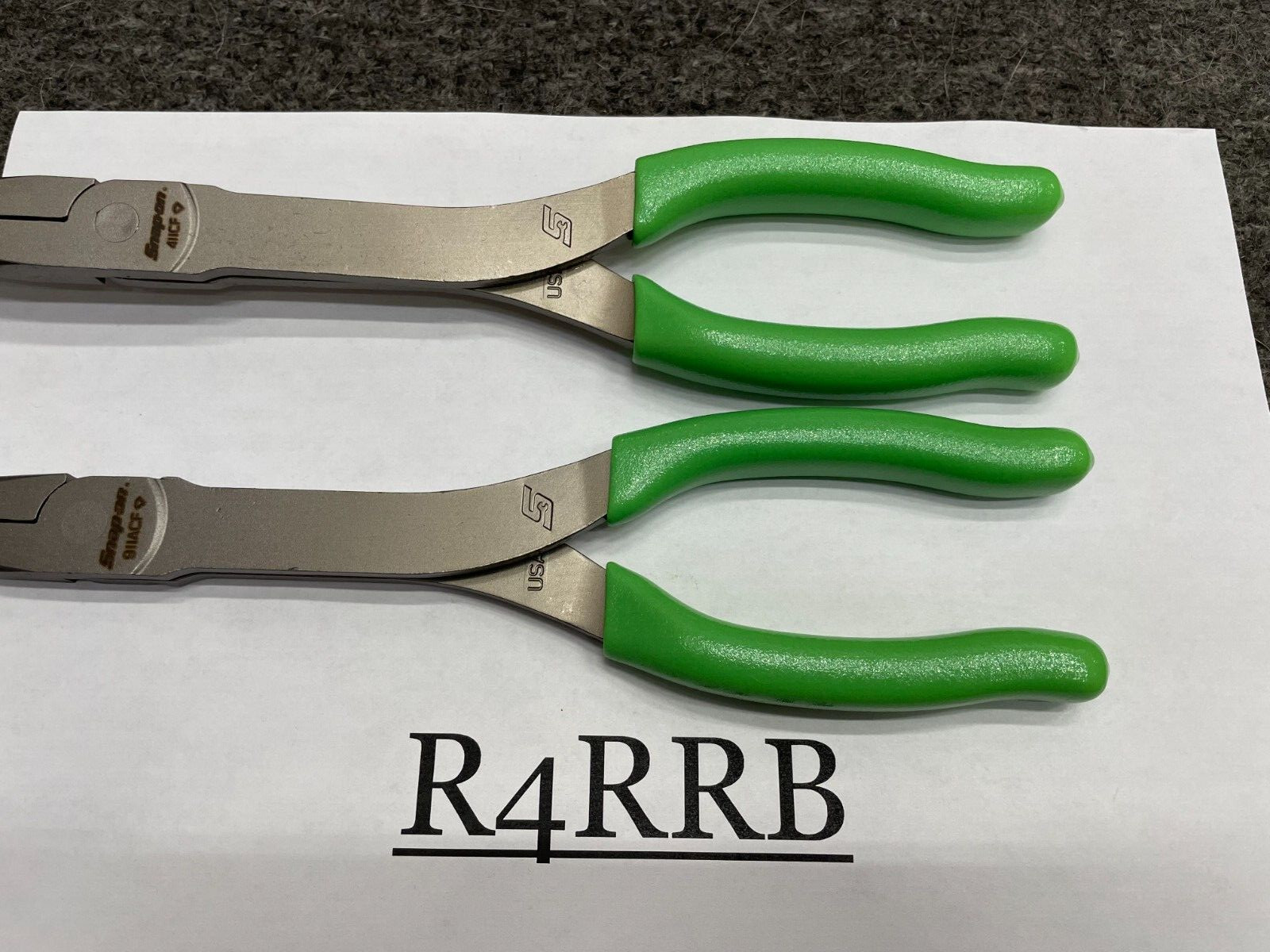 Snap-On Tools NEW 5 PIECE GREEN Soft Grip LONG Neck Needle Nose Pliers Lot Set