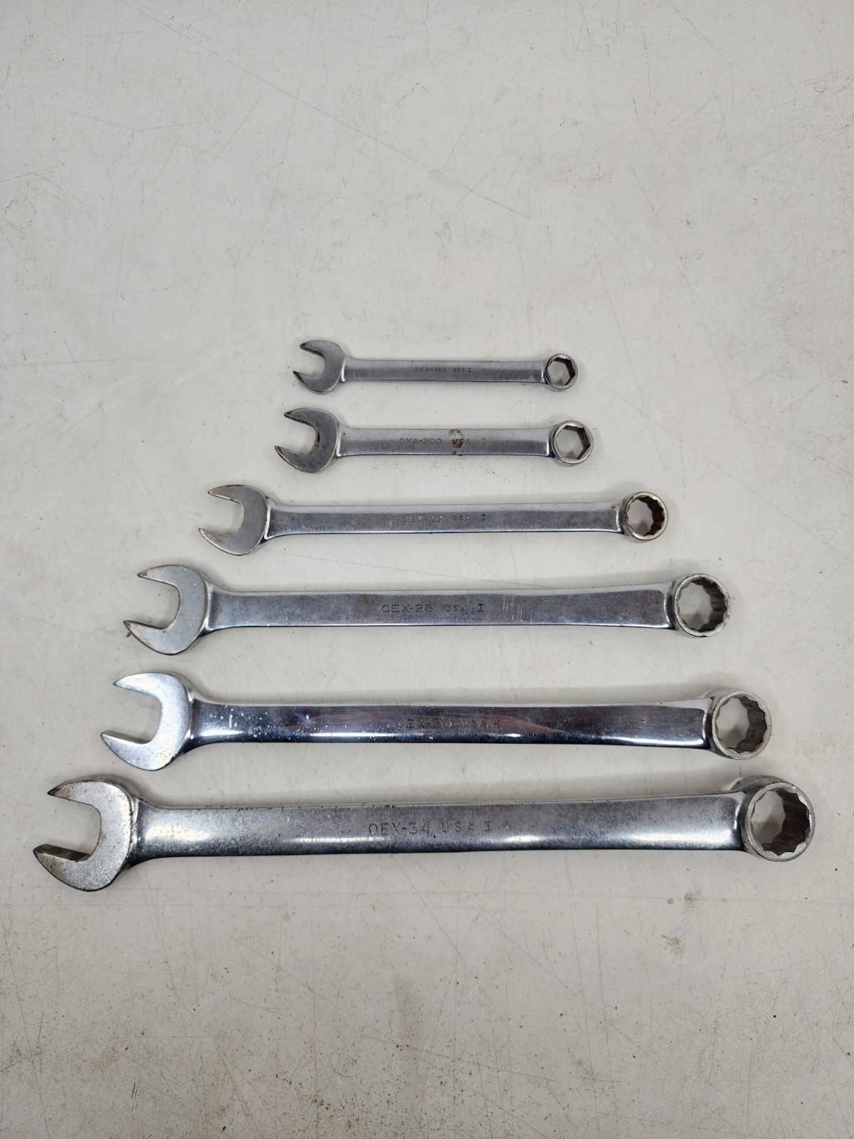 Vintage Snap-On Combination 6-Piece Wrench Set 12-Point & 6 Point USA Chrome