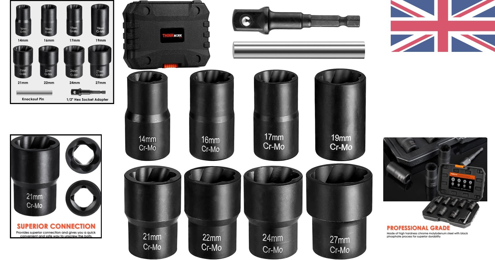 Professional 10-Piece Bolt & Nut Extractor Set – Max Grip and Versatile Sizes