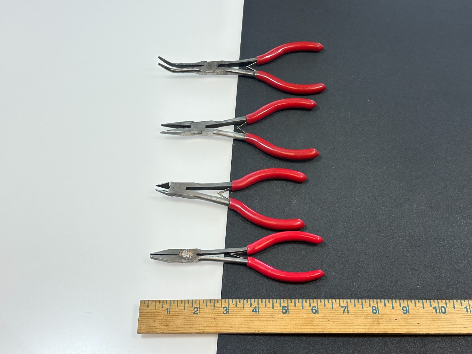 MAC Tools 4pc 6” Mini Precision Long Reach Pliers Cutters Set, Red Grip