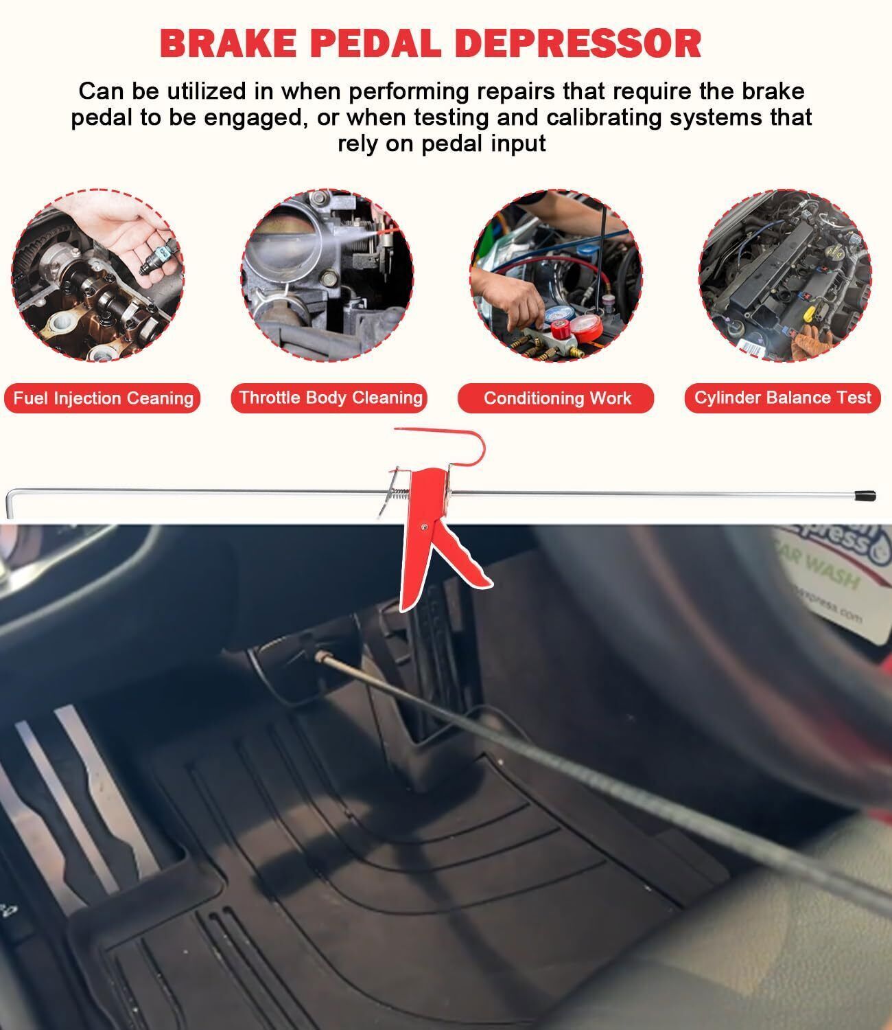 THE393 36″ Brake Pedal Depressor For Car Testing, Repairing & Auto Maintenance