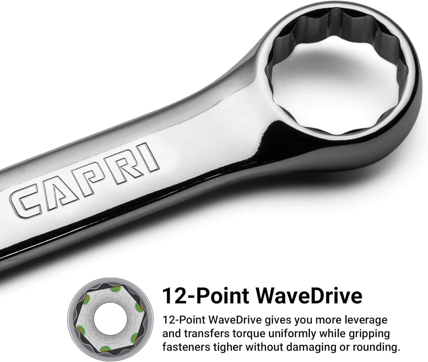 Professional-Grade 1/2-Inch Chrome Vanadium Combination Wrench, Polished Finish