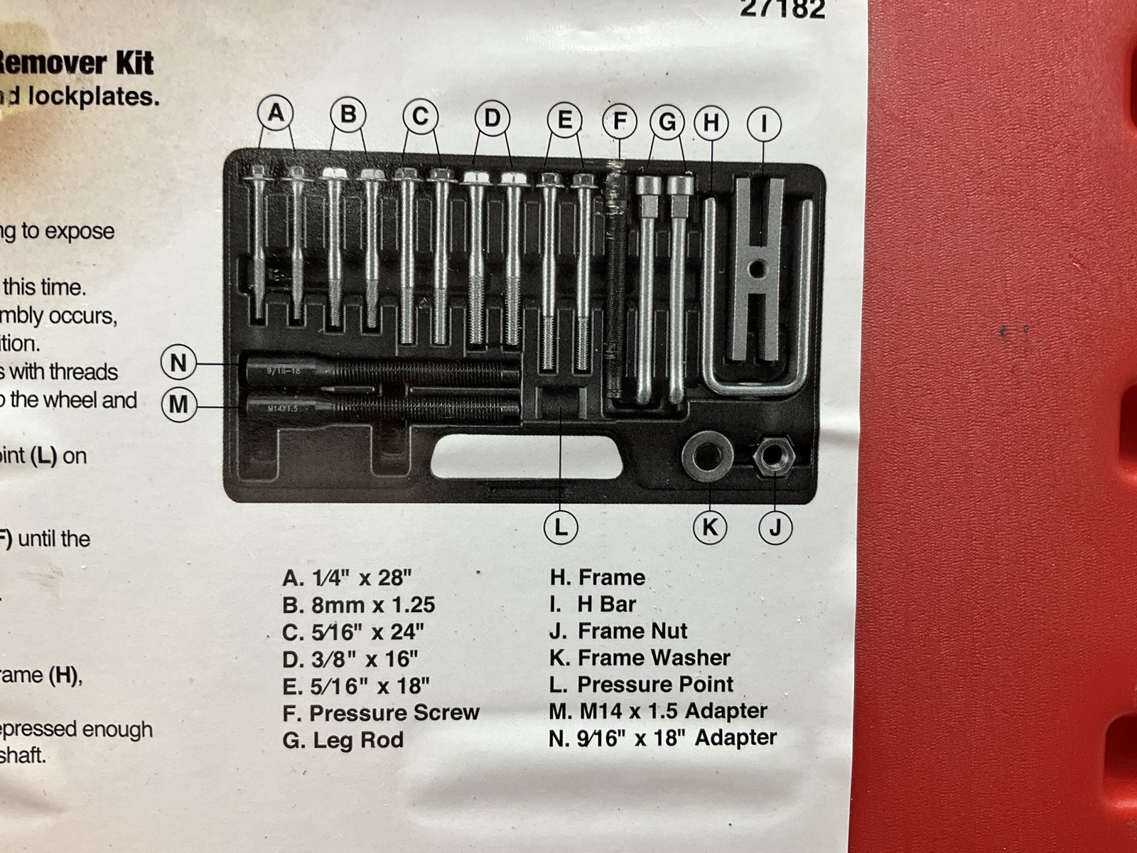 USED #28 – OEM TOOLS 27182 Steering Wheel Puller Set Removal Kit Lock Plate Tool