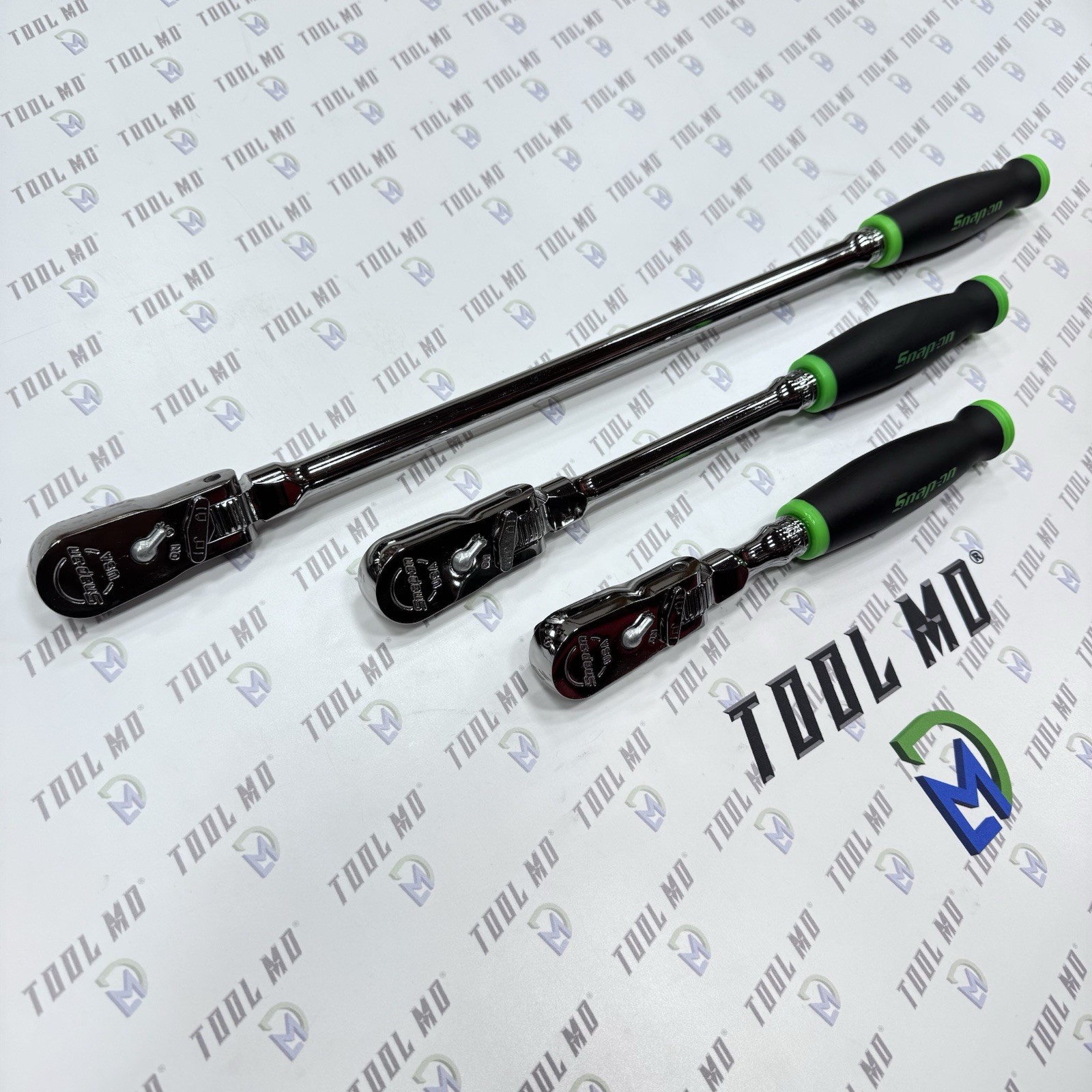 Snap-on Tools 3/8″ Drive 3 Piece GREEN LOCKING FLEX-HEAD Ratchet SET FHLLX80