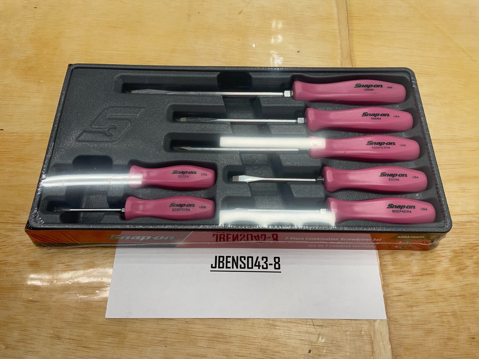 Snap-on Tools NEW 7pc PEARL PINK Hard Grip Combination Screwdriver Set SDDX70APP