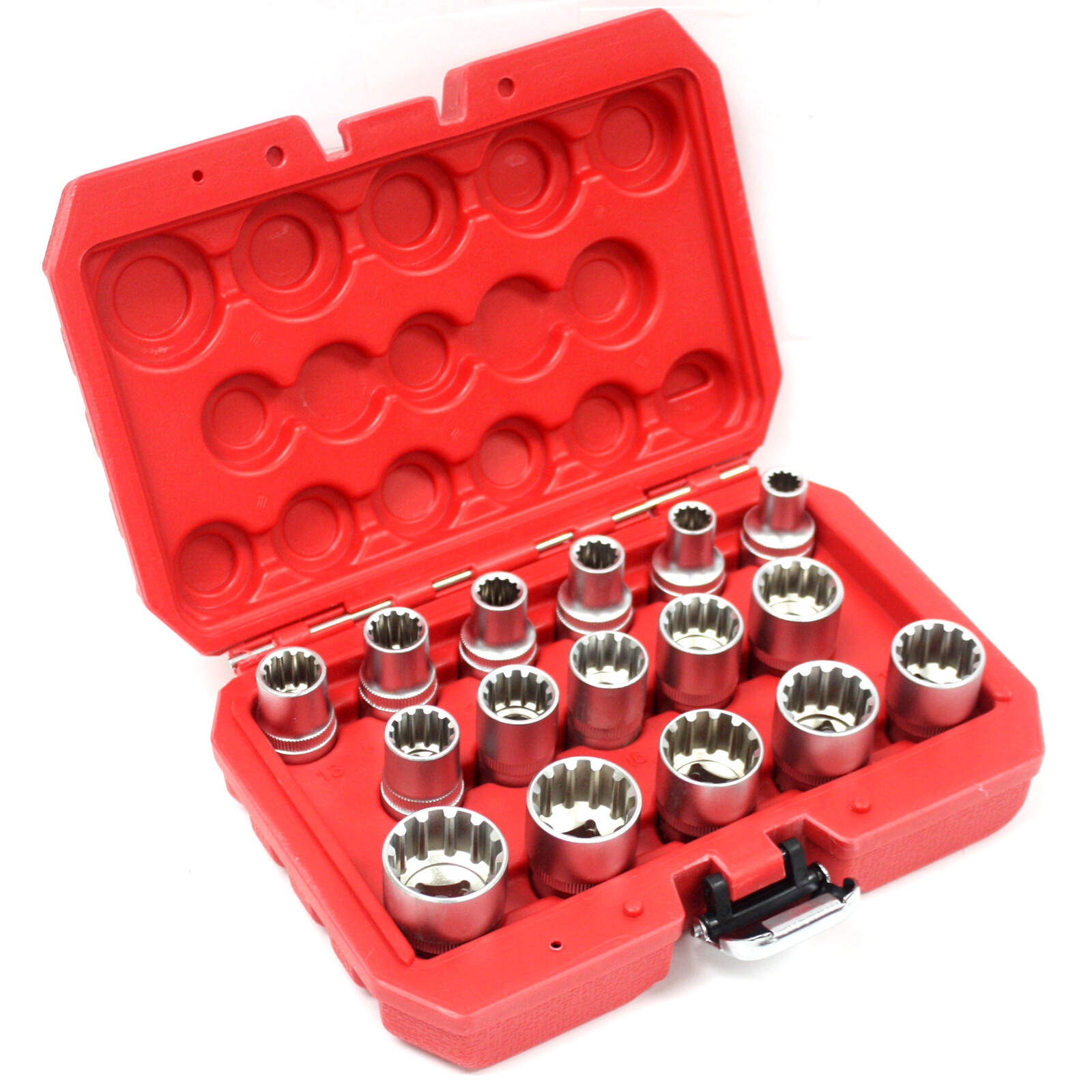 16pc 1/2″ Dr. Spline Gear Wall Rounded Socket Set 8 – 24mm Metric