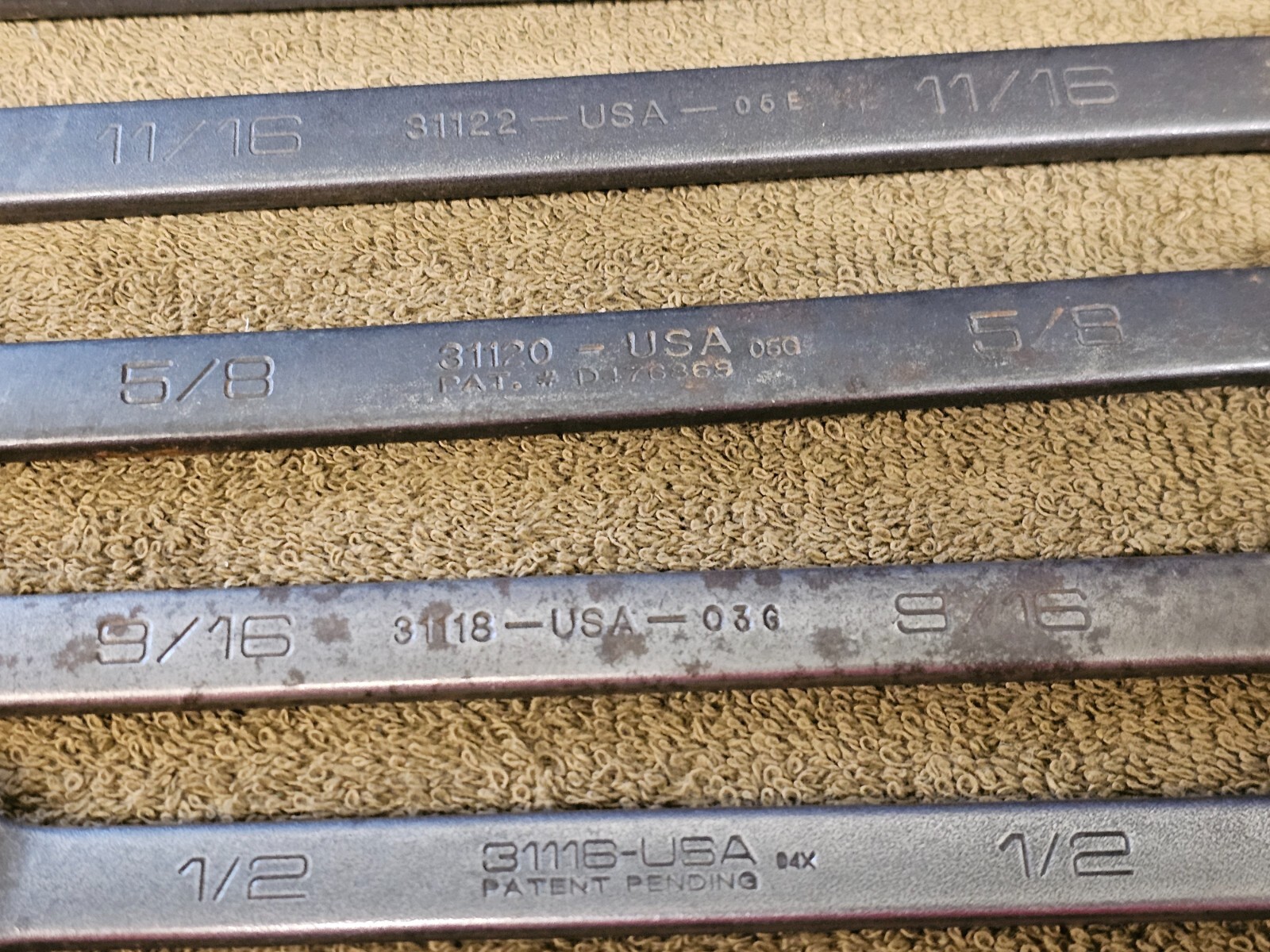 Wright Grip Combination Wrench Set Sae 1″ 7/8 5/8 9/16 1/2 3/8″ 31132 Black Tool