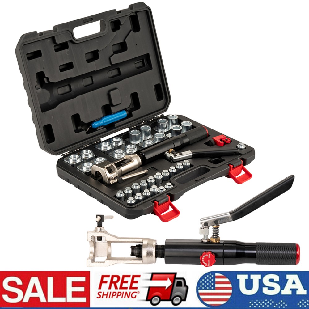 33PCS Hydraulic Flaring Tool Set 45° for 3/16″ – 1/2″ Tube w/ Cutter & Deburrer
