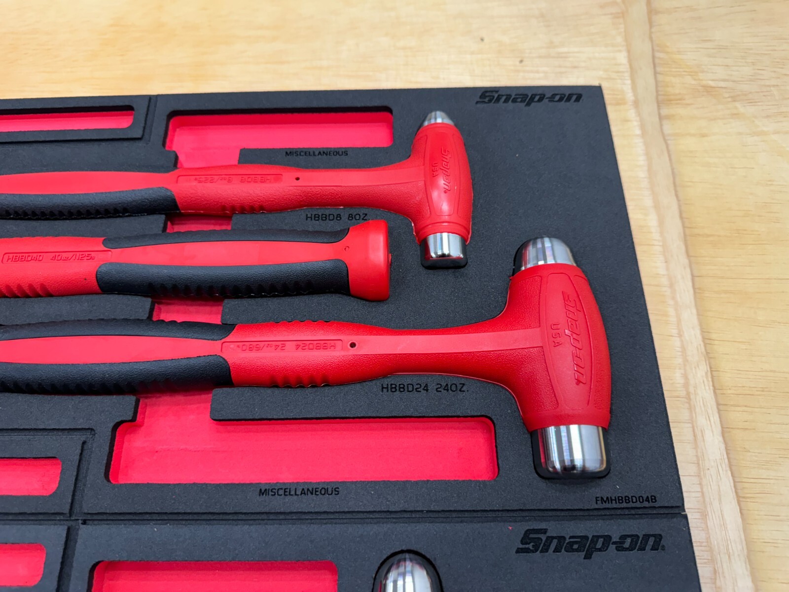 Snap-on Tools NEW RED 6pc Soft Grip DeadBlow Steel Face Hammer Master Foam Sets