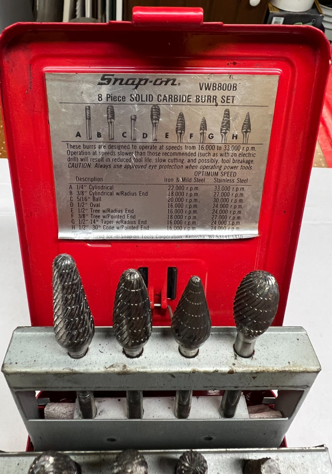 Snap On Solid Carbide 8p Set VWB800B
