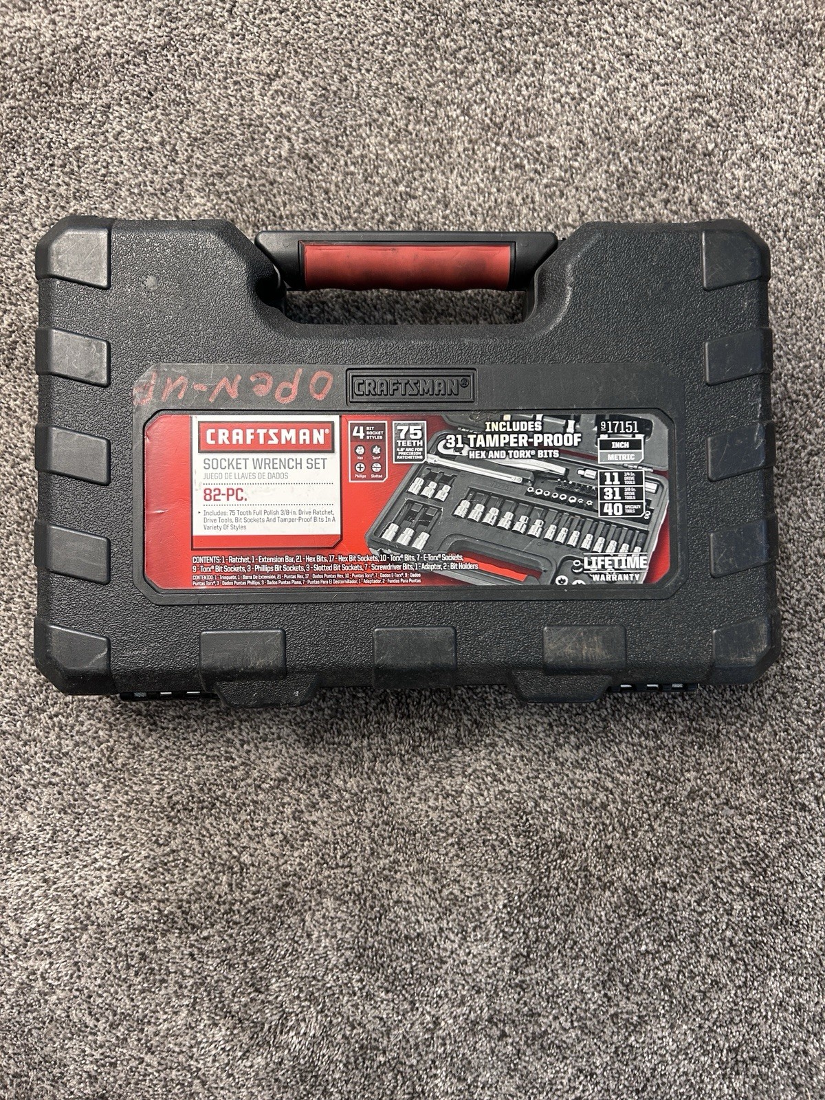 CRAFTSMAN 82 Pc Socket Wrench Set HEX E TORX SCREWDRIVER Bit & 75T RATCHET READ