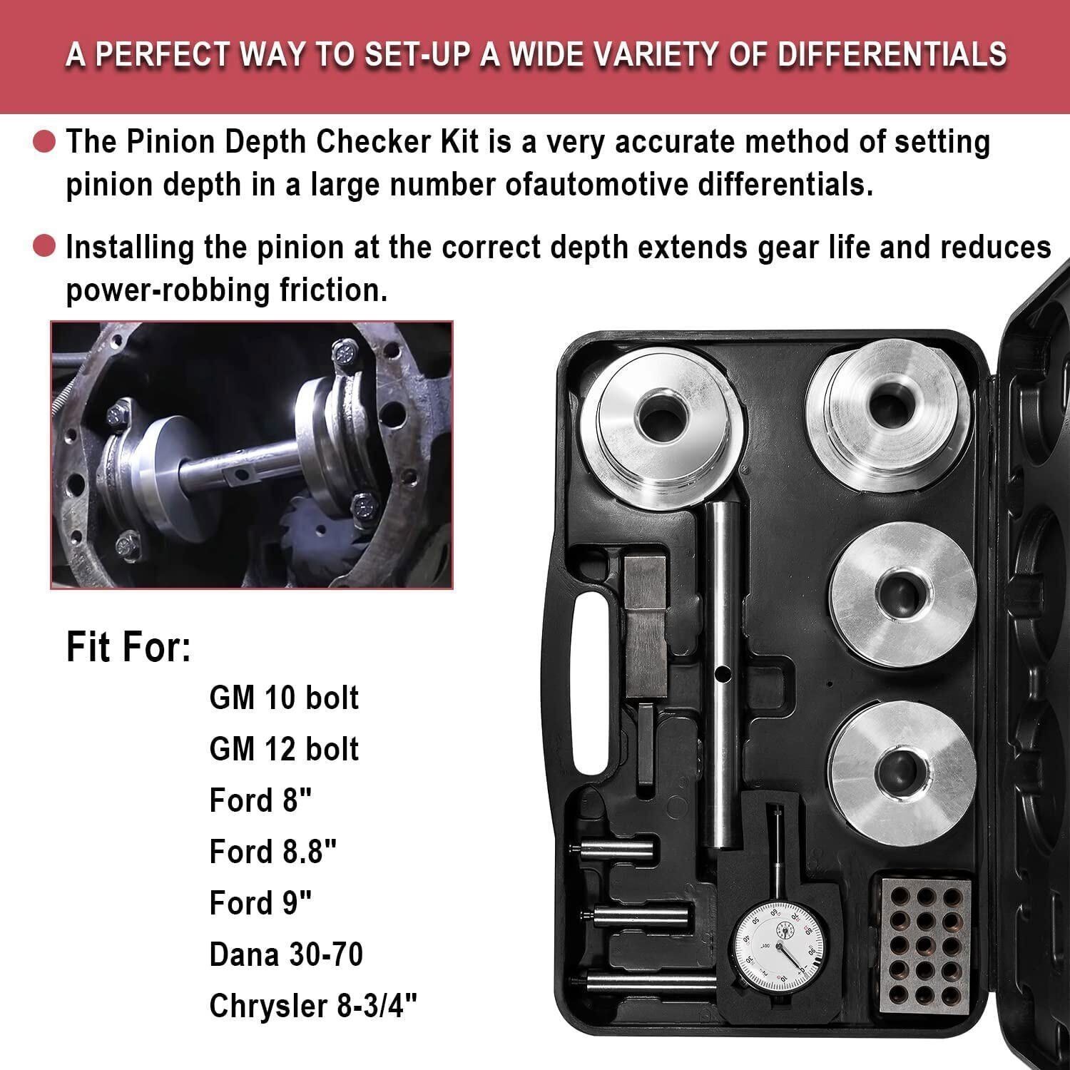11001 Pinion Depth Checker Kit for GM Ford Dana 10-14 Bolt Differential Setup