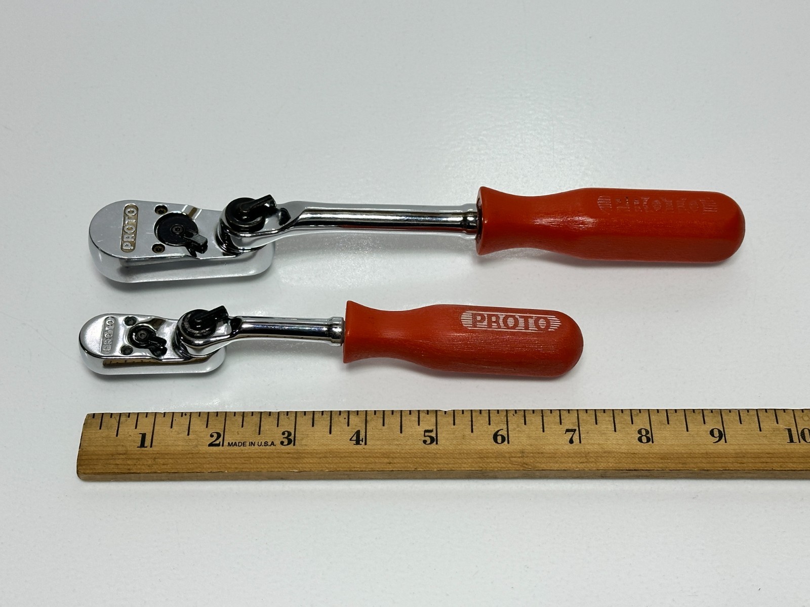 Proto USA Rare 2pc 5257L 3/8 Drive, 4757L 1/4 Drive Indexable Ratchet Red Handle