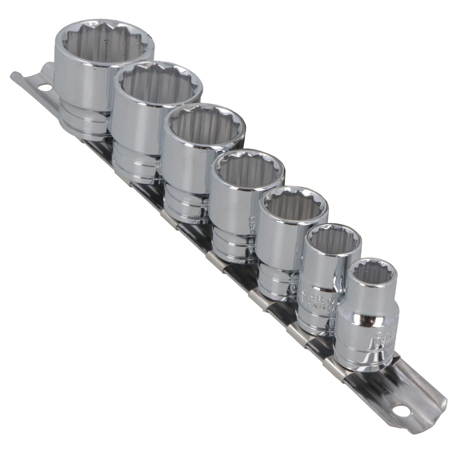 3/8″ Drive Shallow Socket Set, 7-Piece Bi-Hex, Sizes 1/8″-1/2″, Mechanics Tool K
