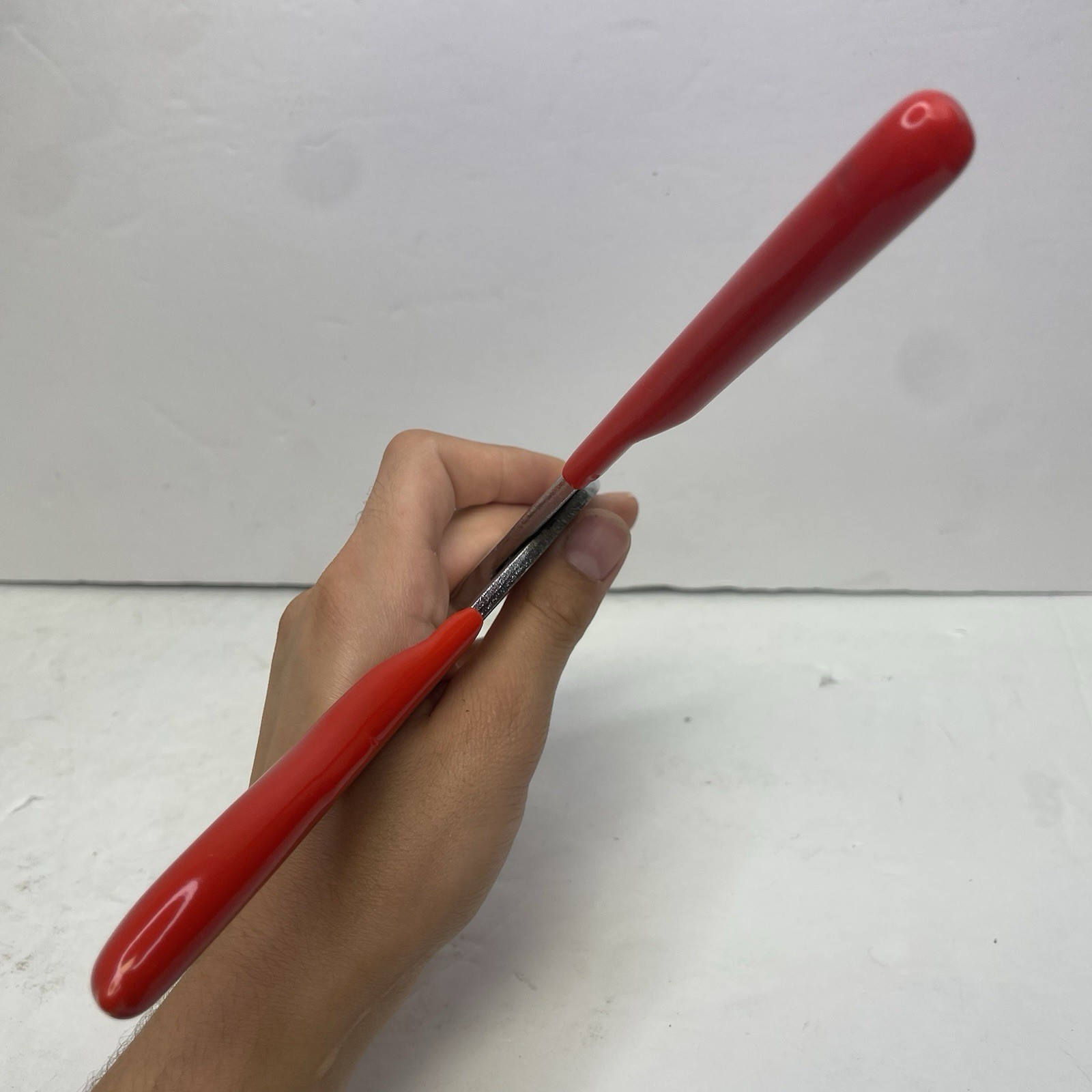 Angle nose battery nut pliers – red handle – 7.5 in – used
