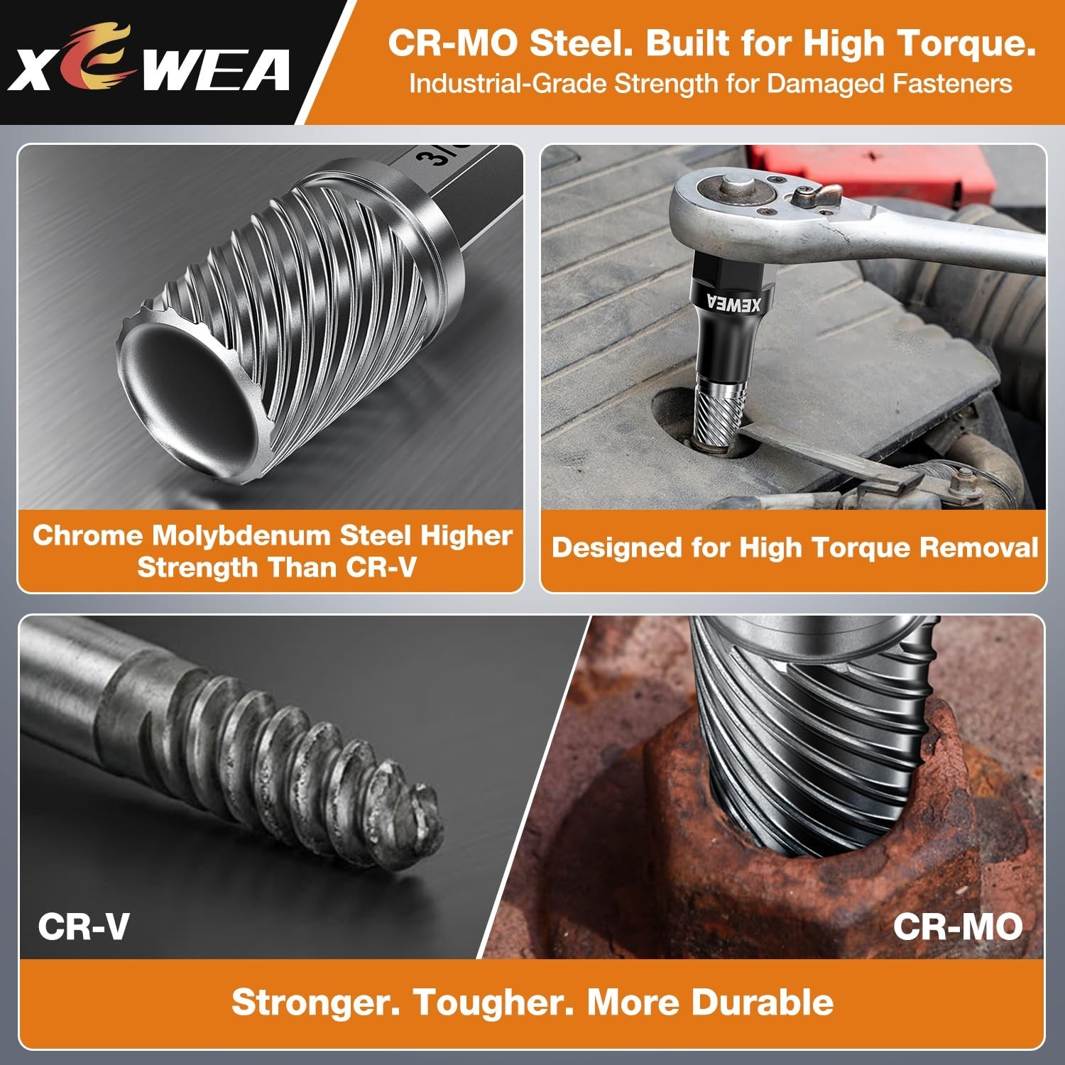 15PCS Bolt Screw Extractor Set – Long Slim Easy Out Tool Kit for Stripped, Ruste
