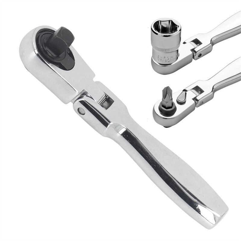 1/4 » Drive Ratchet, 2 in 1 Flex Head Ratchet, Multifunction Wrench Repair Tool