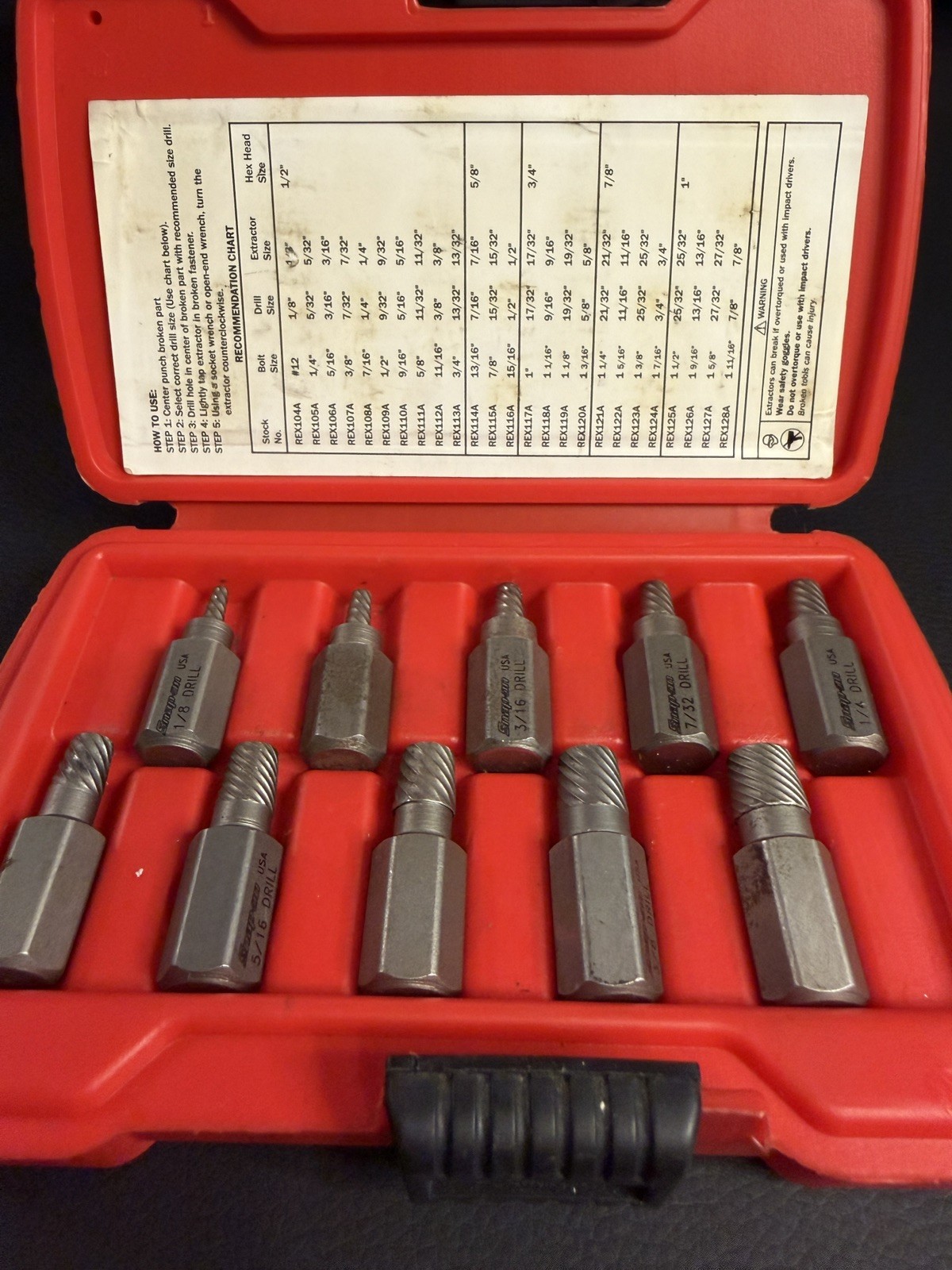 Snap-On Tools REX10B Screw Extractor Set
