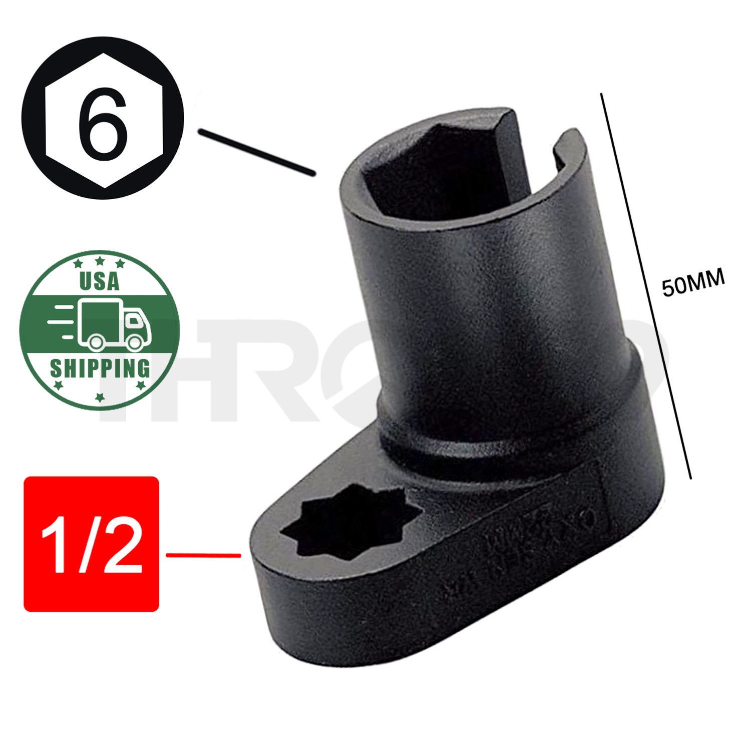 Oxygen Sensor Socket Wrench 1/2″ Dr. x22mm x 50mmL Car Auto Repair Tool