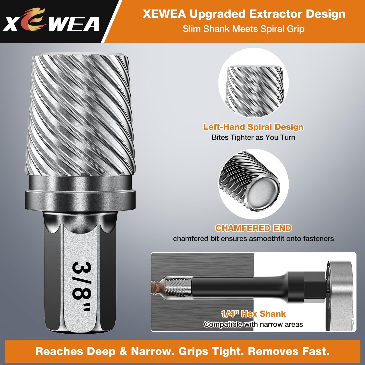 15PCS Bolt Screw Extractor Set – Long Slim Easy Out Tool Kit for Stripped, Ruste